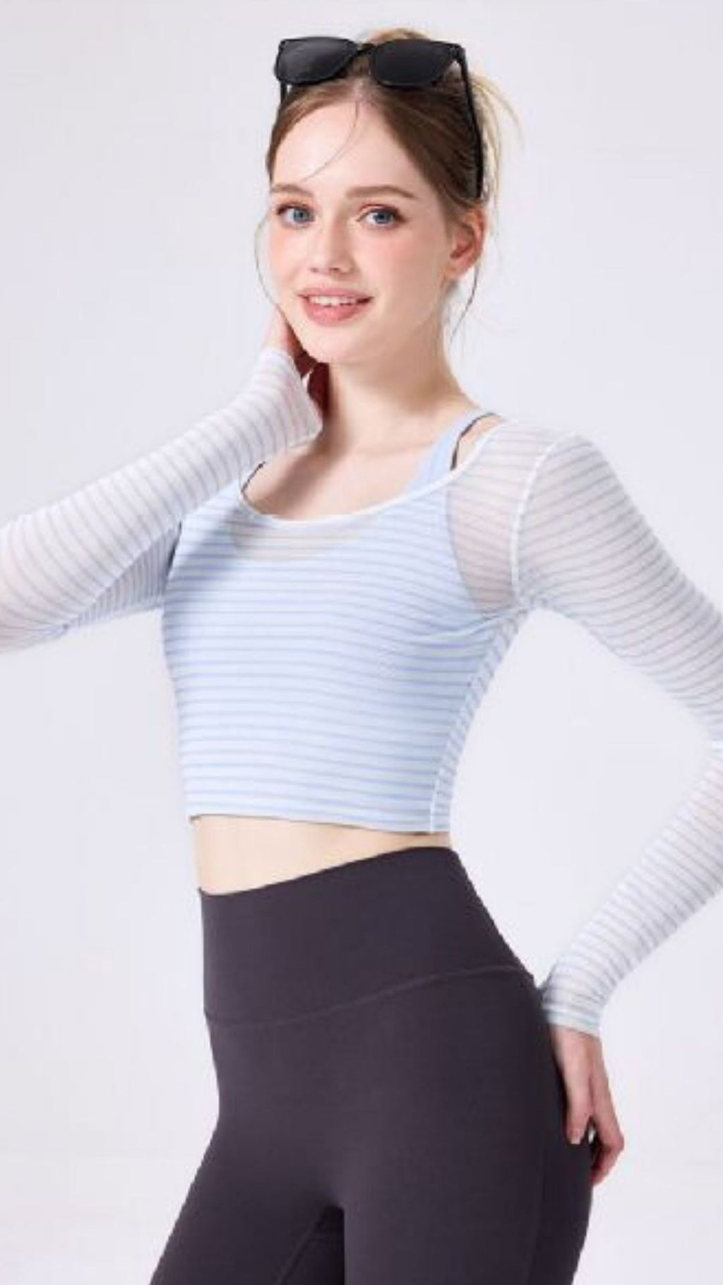 [FINAL SALE] TwinStripe Long Sleeve Crop