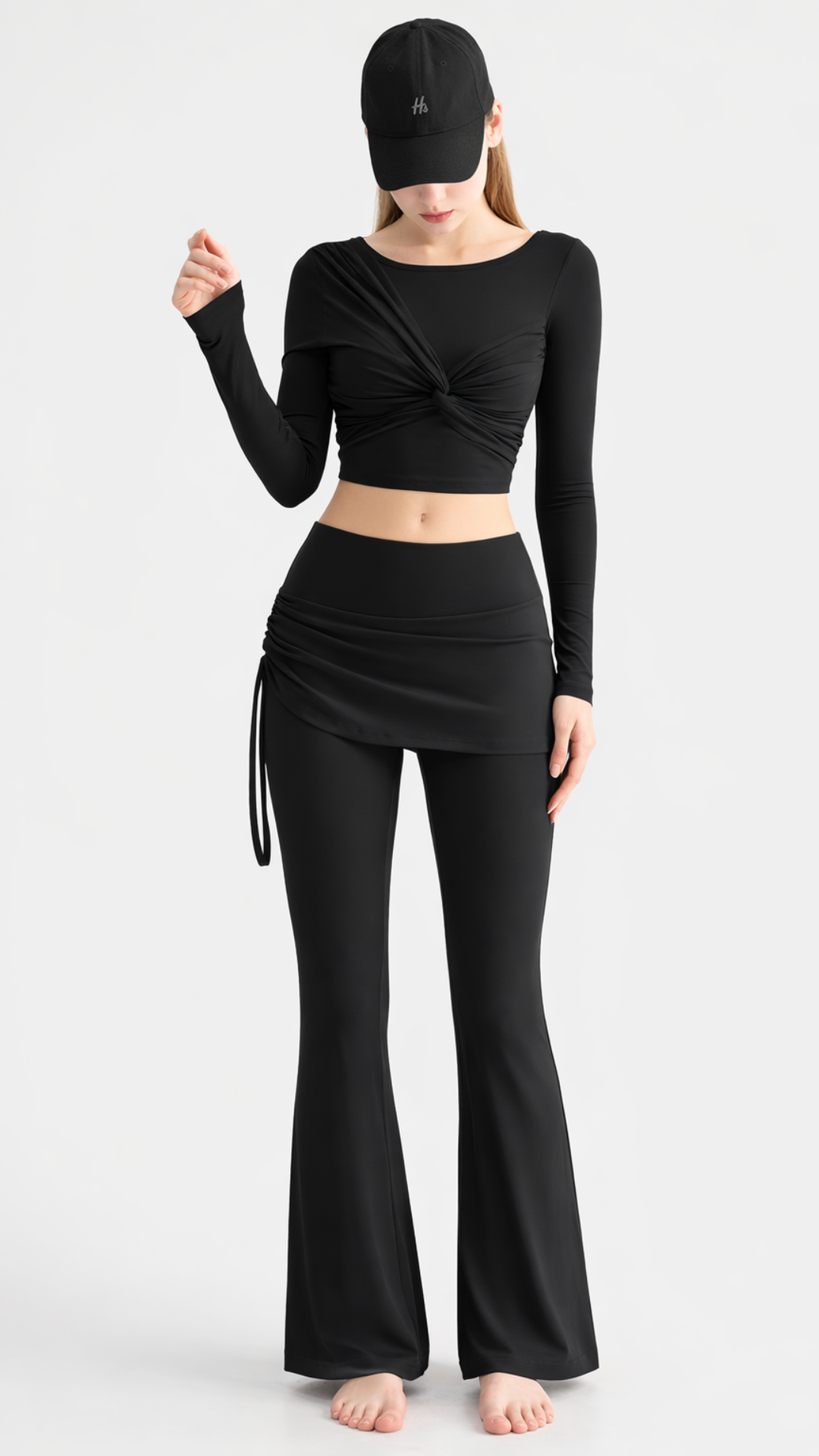 Drawstring Skirt Flare Leggings
