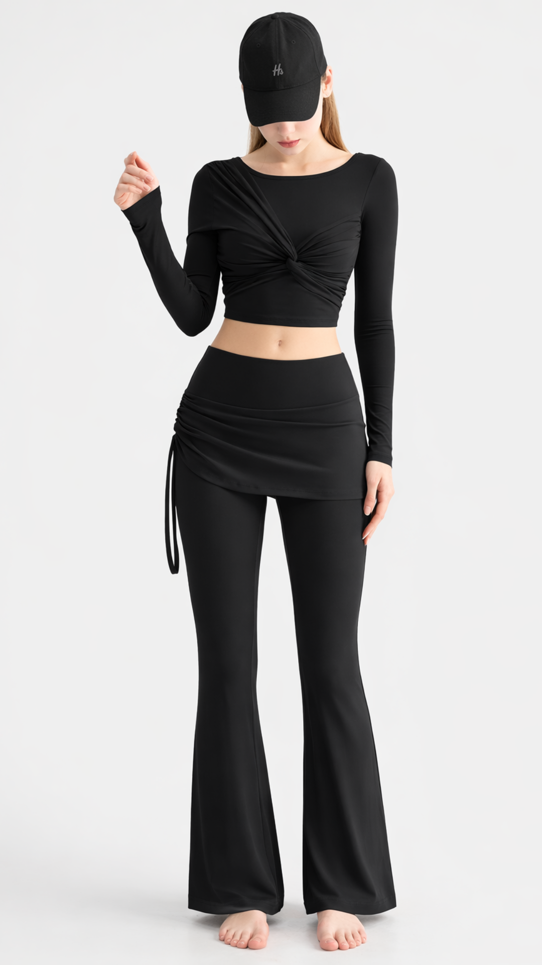 Drawstring Skirt Flare Leggings