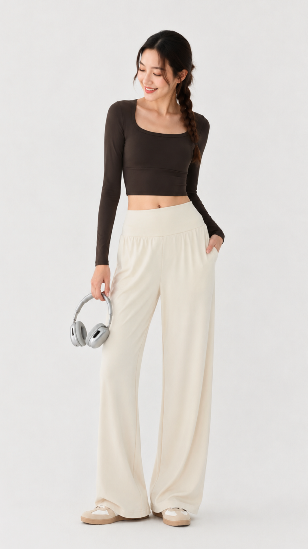 U-Curve Padded Crop Long Sleeve