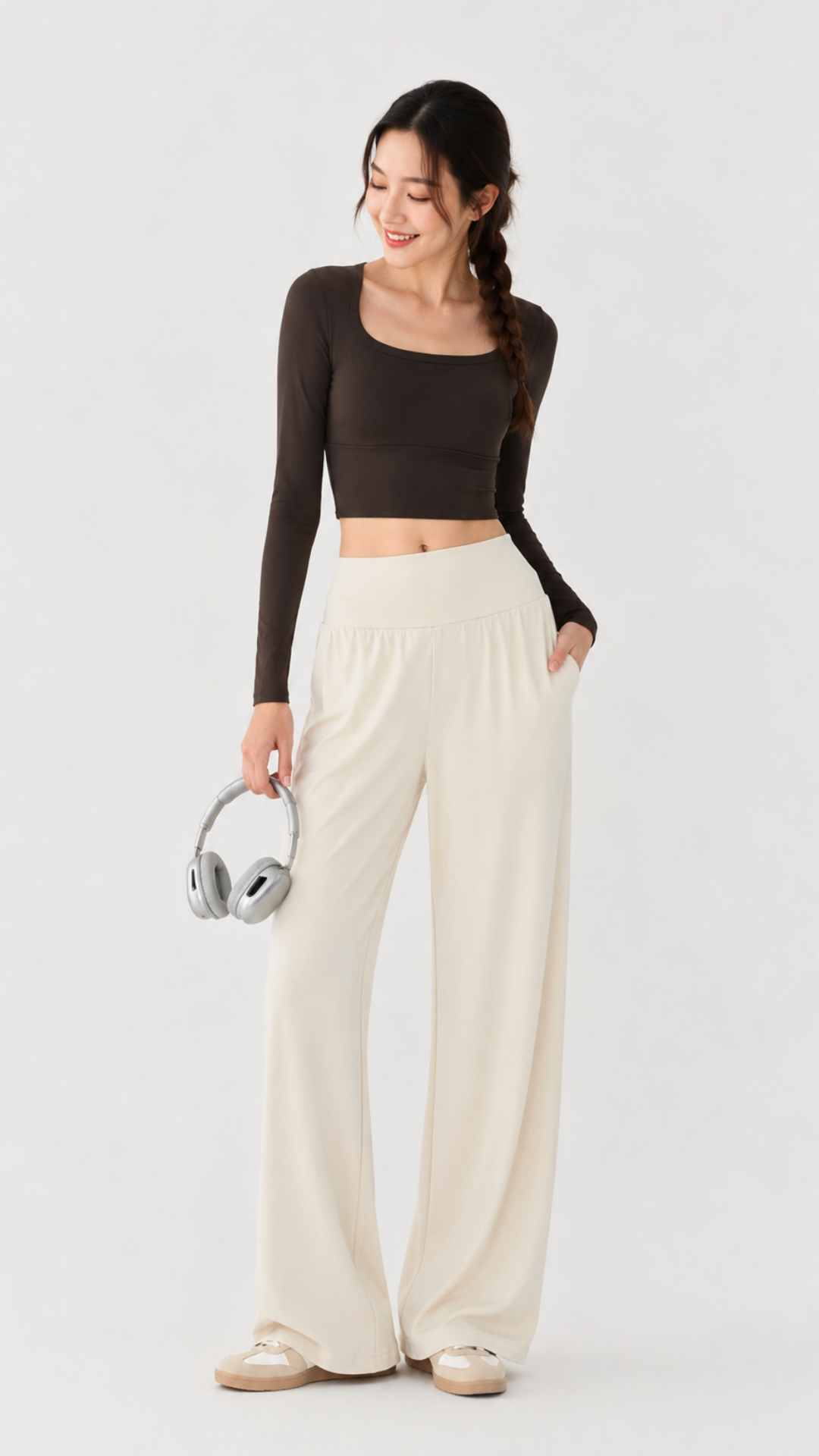 U-Curve Padded Crop Long Sleeve