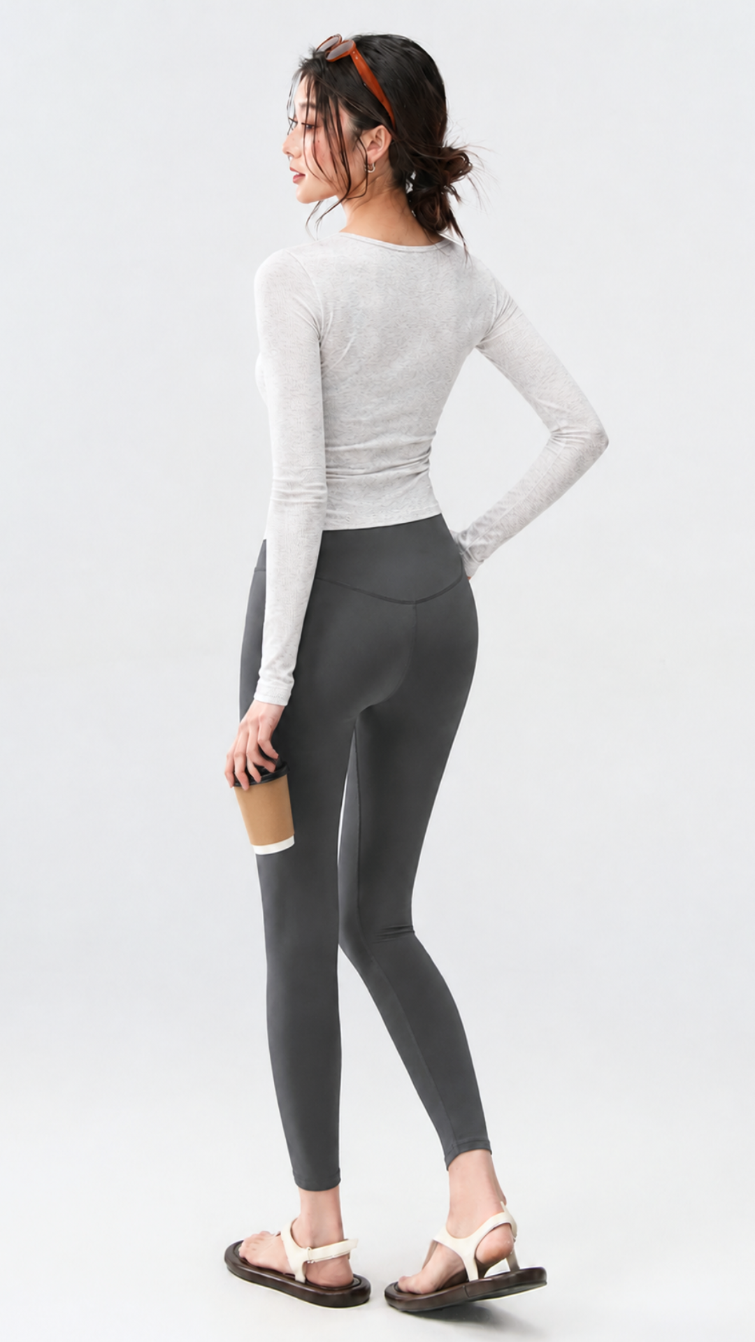Ribbed Ruched Long Sleeve Top