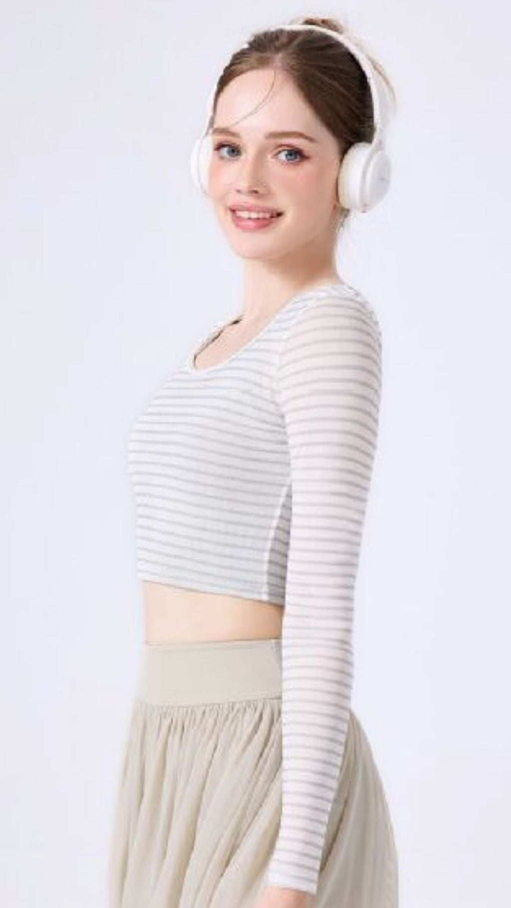 [FINAL SALE] TwinStripe Long Sleeve Crop