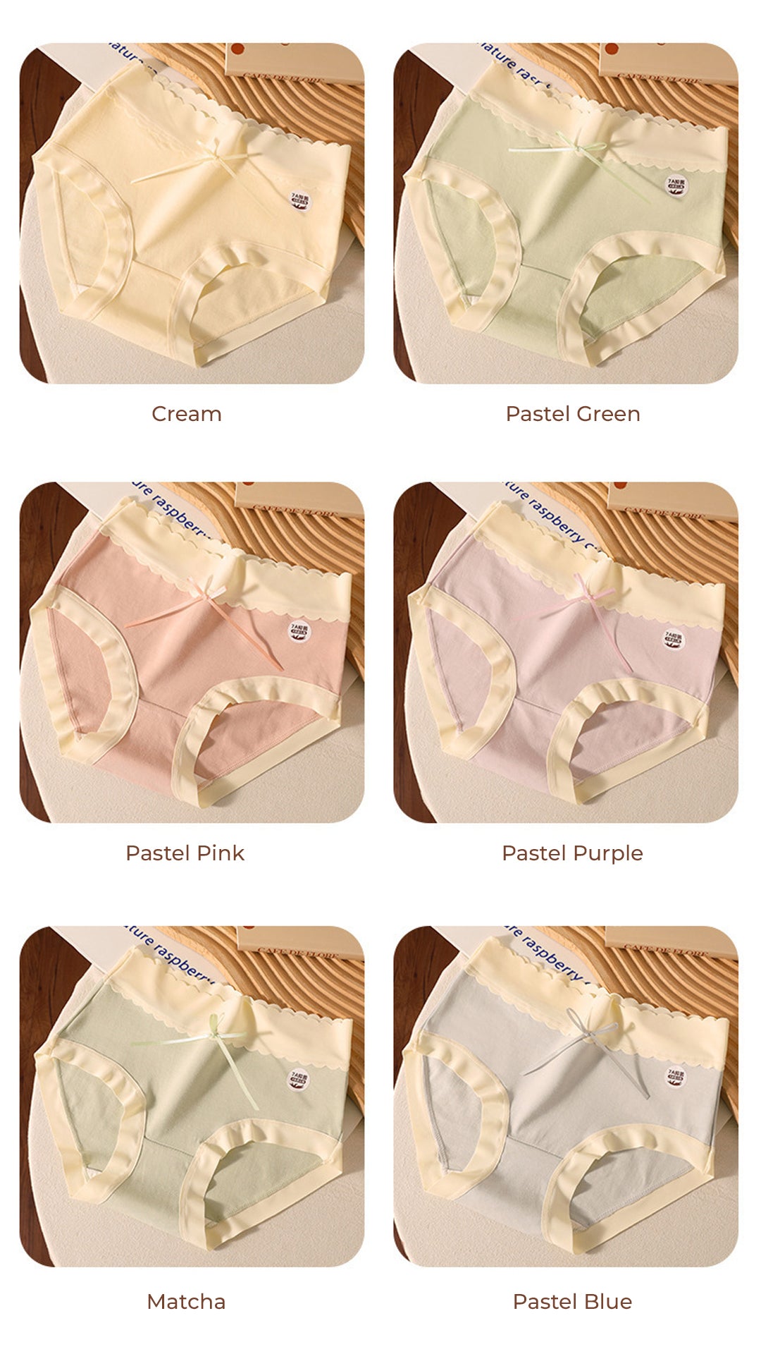 Sweet Serenity Ribbon Medium High Waist Panties (6 for RM39.90)