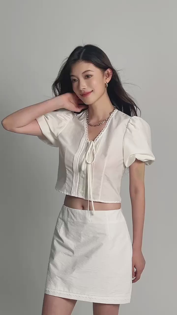 [FINAL SALE] Celestial Lace Ribbon Top